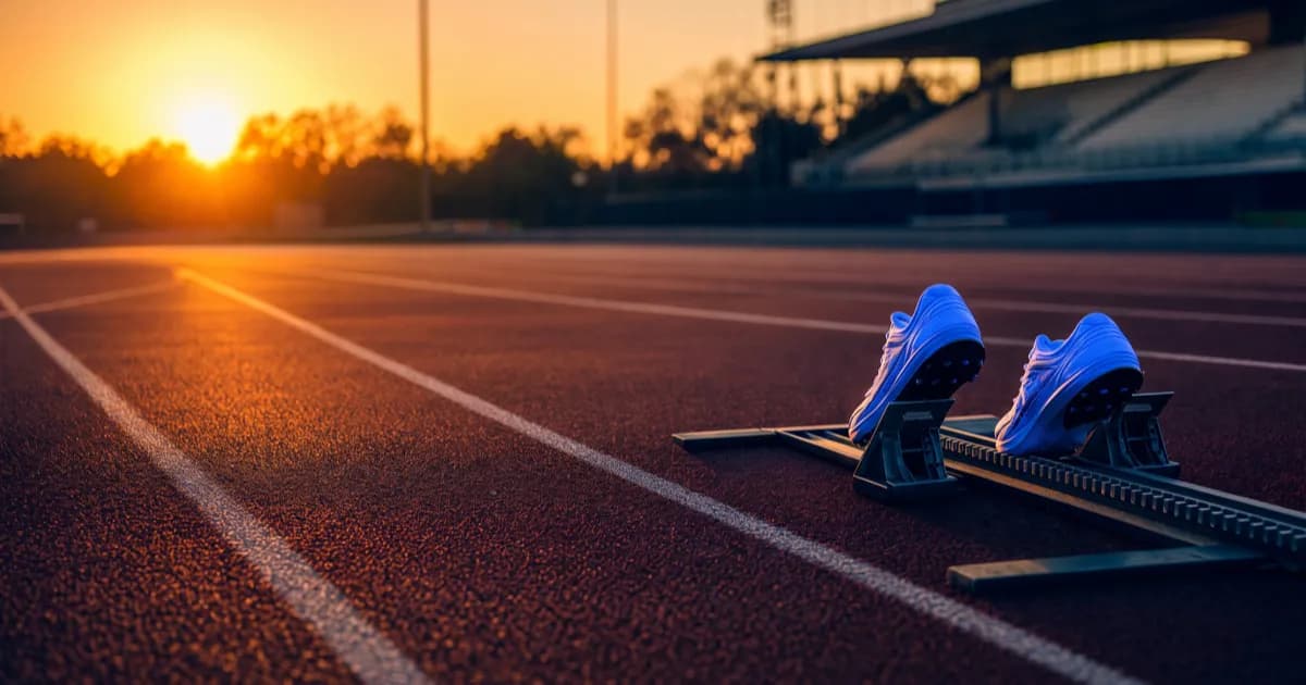 Running spikes on a starting block on an empty track, a metaphor for how page speed affects SEO