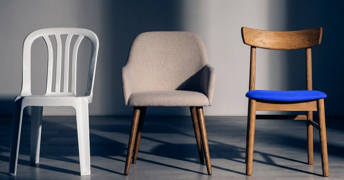 Three chairs from flat-pack to handmade, comparing Wix, Squarespace and a custom website