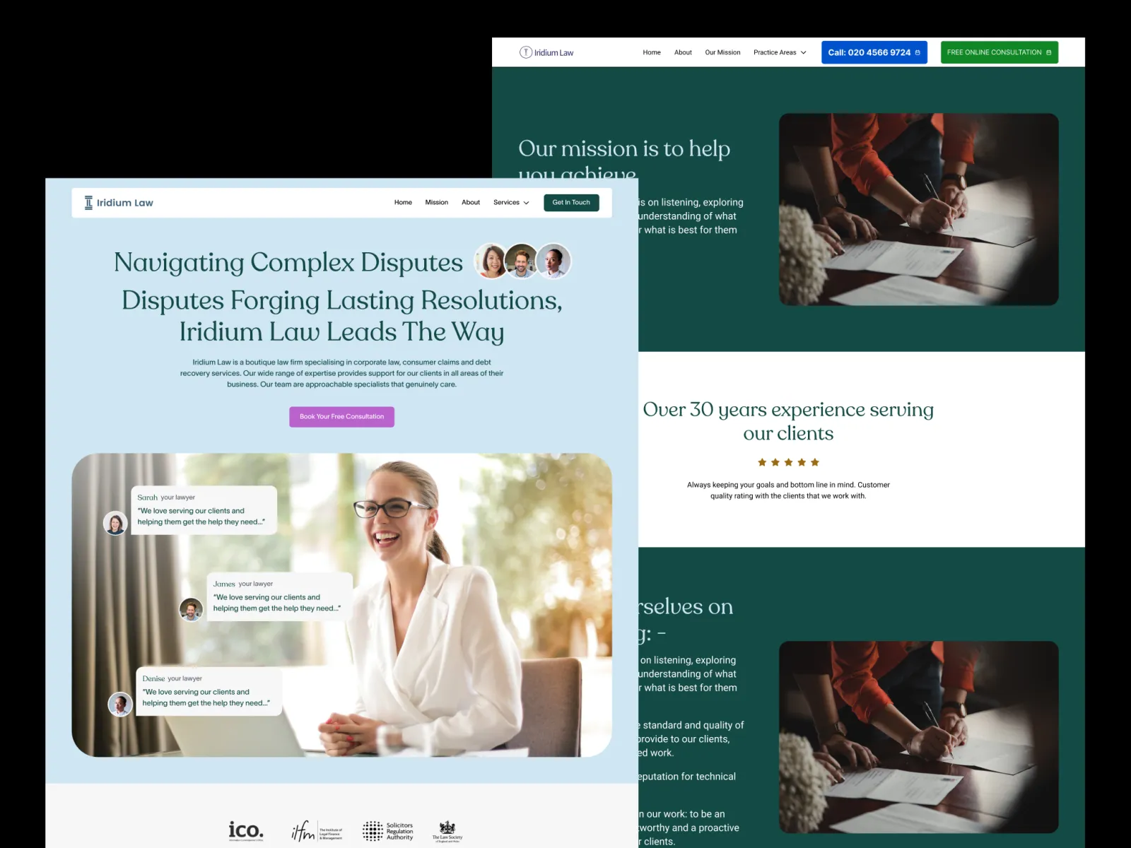 The Iridium Law website built in Webflow